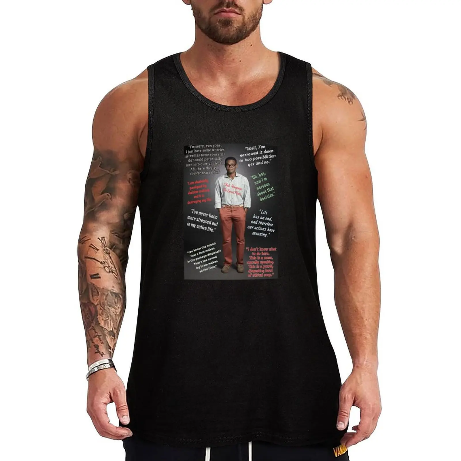 Chidi Anagonye, The Good Place - Quotes Tank Top Fitness Tank Top Lightweight Breathable Gym Shirt