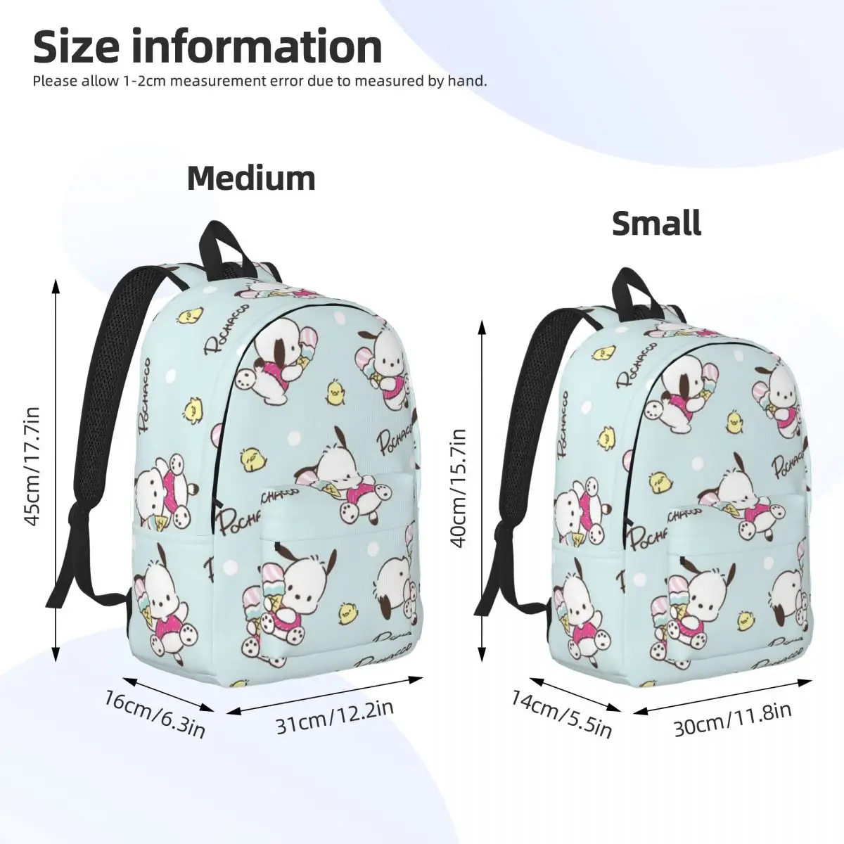 Pochacco ransel anti air, ransel anti air ringan, ransel mahasiswa, kapasitas besar, untuk anak laki-laki dan perempuan 15in 17in