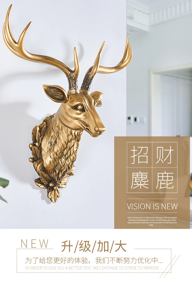 3D Creative Deer Head Wall Hanging Light Luxury Living Room Background Wall Staircase Corridor Bedroom American Deer Head Decora