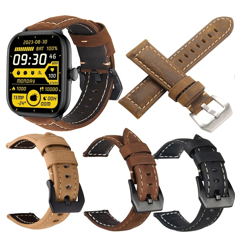 

Quick Release Leather Straps for LEMFO Smart Watch 2024 Quality Genuine Retro Genuine Leather Watchband Accessories