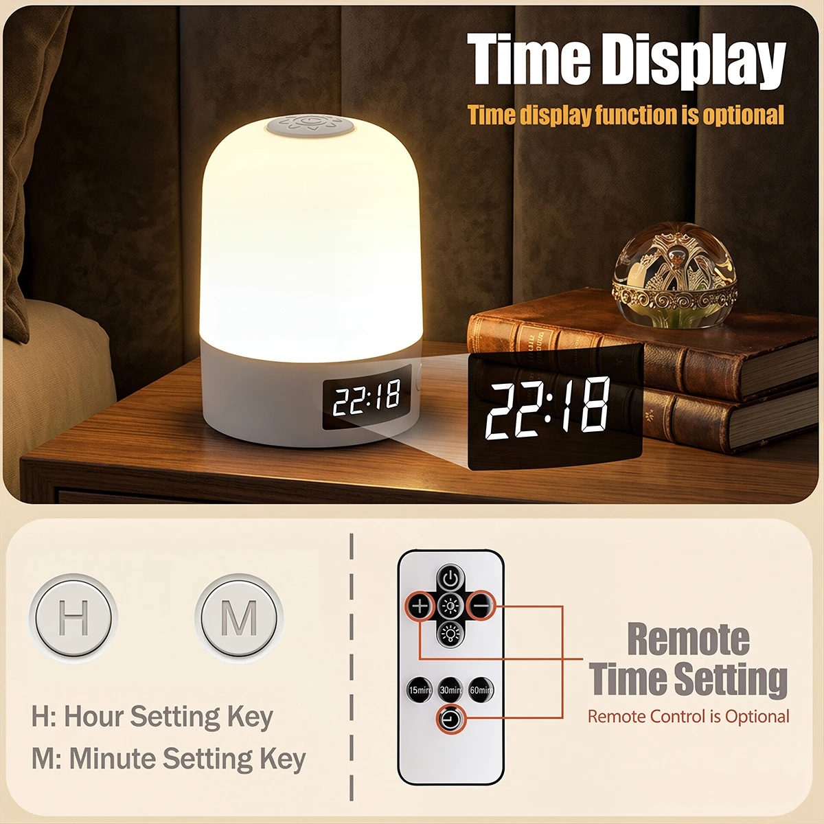 Dimmable Touch Night Light Rechargeable Table Lamp with Remote Control 3 Color Bedroom Bedside Decoration Touch LED Reading Lamp