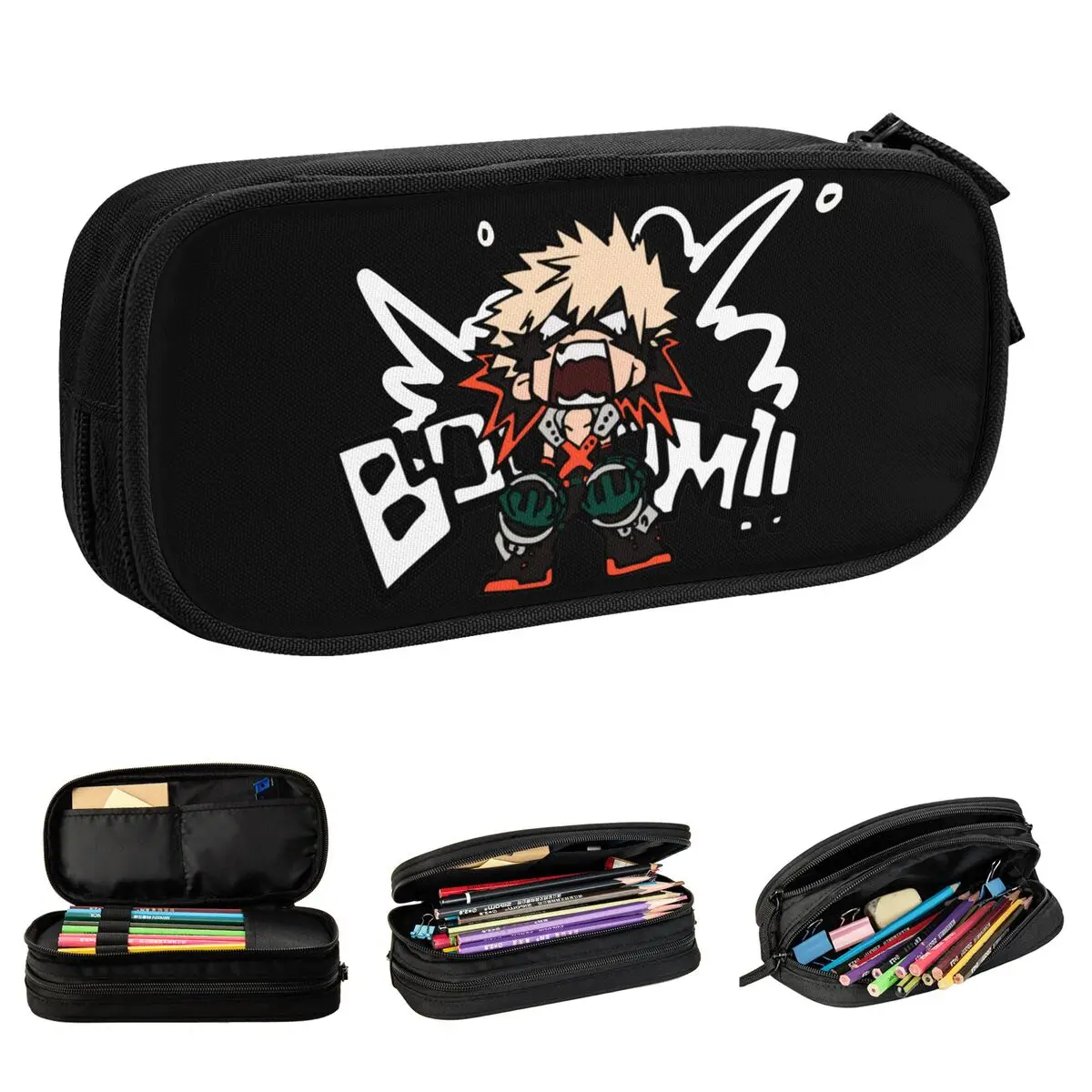 Fashion My Hero Academia Katsuki Bakugo Booom Pencil Cases Pencilcases Pen for Student Big Capacity Bag Office Zipper Stationery