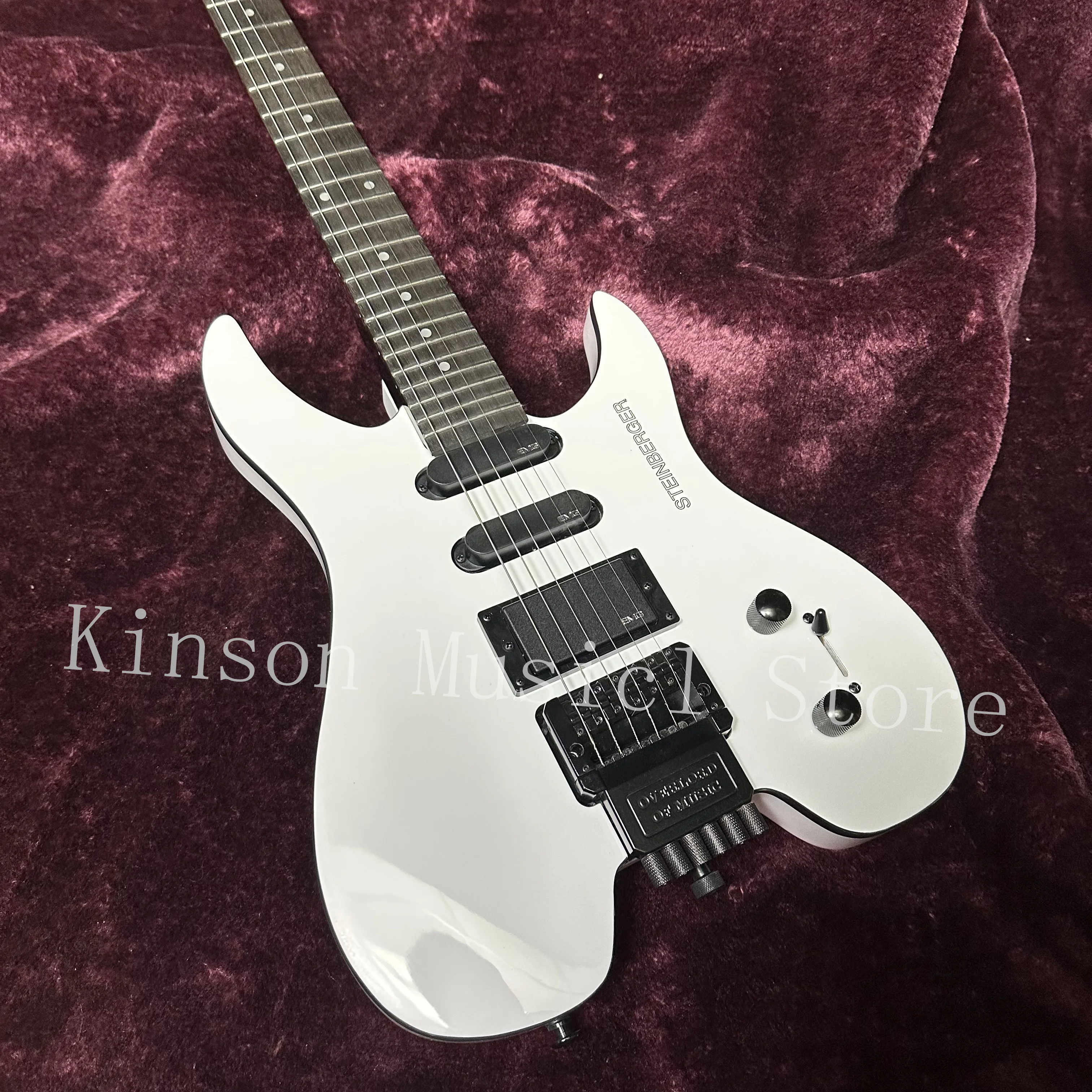 Headless Electric Guitar, Mahogany Body, white Color, Rosewood Fingerboard, Floyd Rose Tremolo Bridge, Steinberger, Free Ship