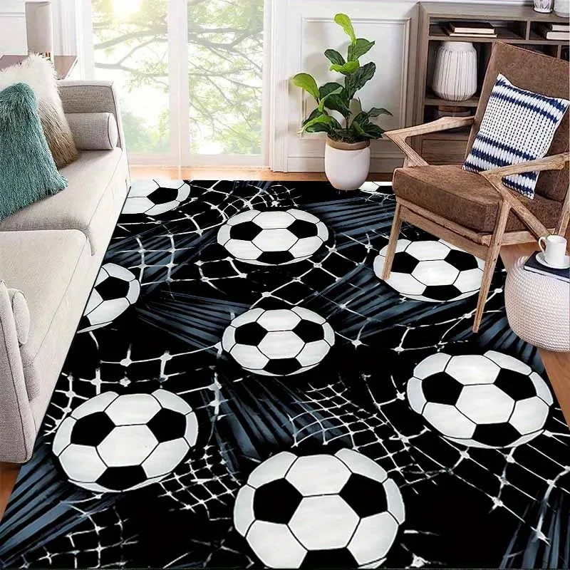 

Soccer-Themed Area Mat - Non-Slip, Soccer Balls Design, Perfect for Living Room, Kitchen, Porch, and Home Decor, Home Decor Mat