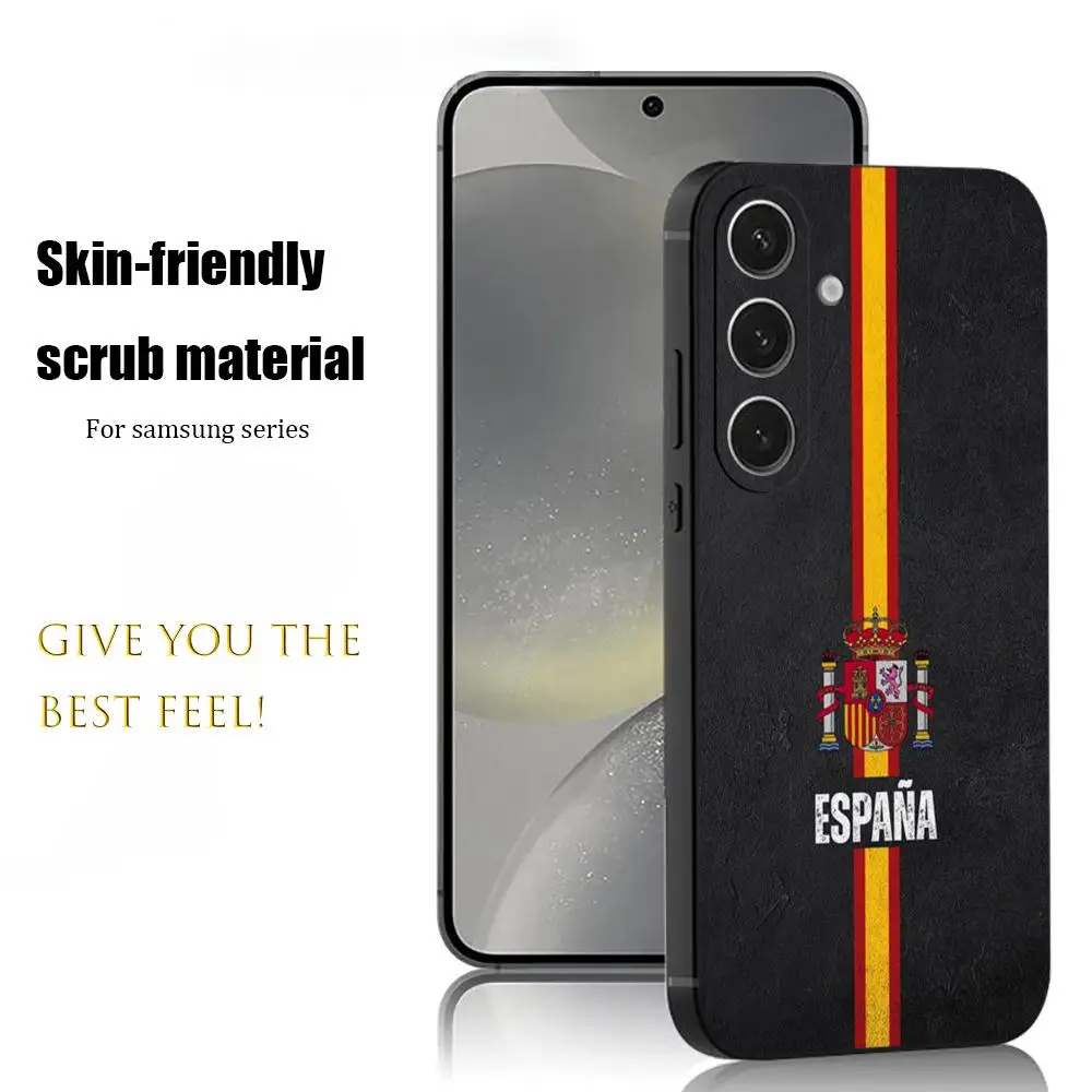 Design Spanish flag Popular Phone Case For Samsung Galaxy S25 S24 S23 S22 S21 S20 Plus Ultra Note20 Soft Black