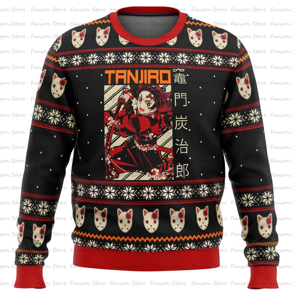 Christmas Tanjiro Kamado Ugly Christmas Sweater New Fashion Men Pullover Tops Cartoon Japanese Anime Women Hoodie Sweatshirt