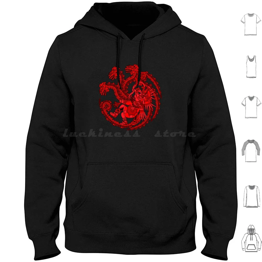 Quetzalcoatl The Aztec Feathered Serpent Hoodies Long Sleeve Aztec Quetzalcoatl Mexican Symbol Dragon Serpent