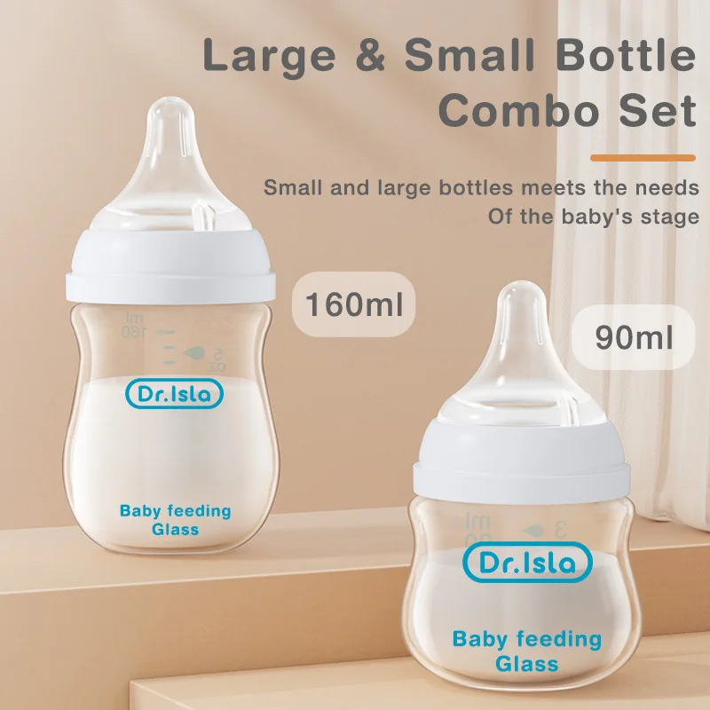 

Newborn Glass Bottles 90/160ML Anti-Choke Baby Bottle Anti-flatulence Milk Feeding Bottles Infant BPA Free For 0-6Month