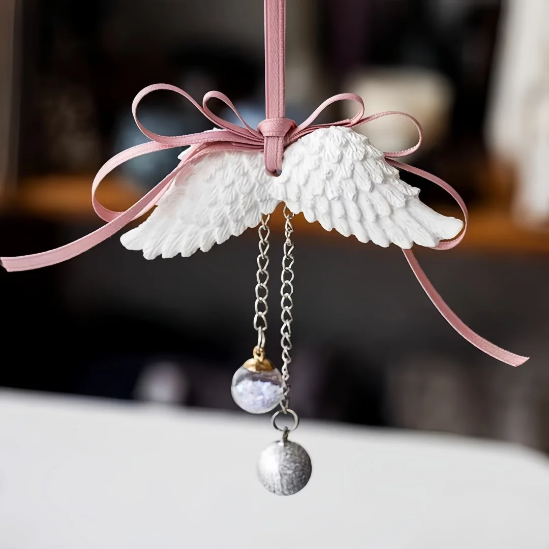 DIY Angel Wings Hanging Pendant Handmade Gypsum Silicone Mold Car Decoration Aromatherapy Plaster Mould