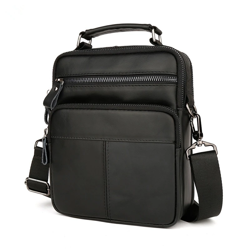 

Nesitu Highend Vintage Brown Black Top Grain Genuine Leather Small Shoulder Men Women Messenger Bags for Phone Purse New M6535