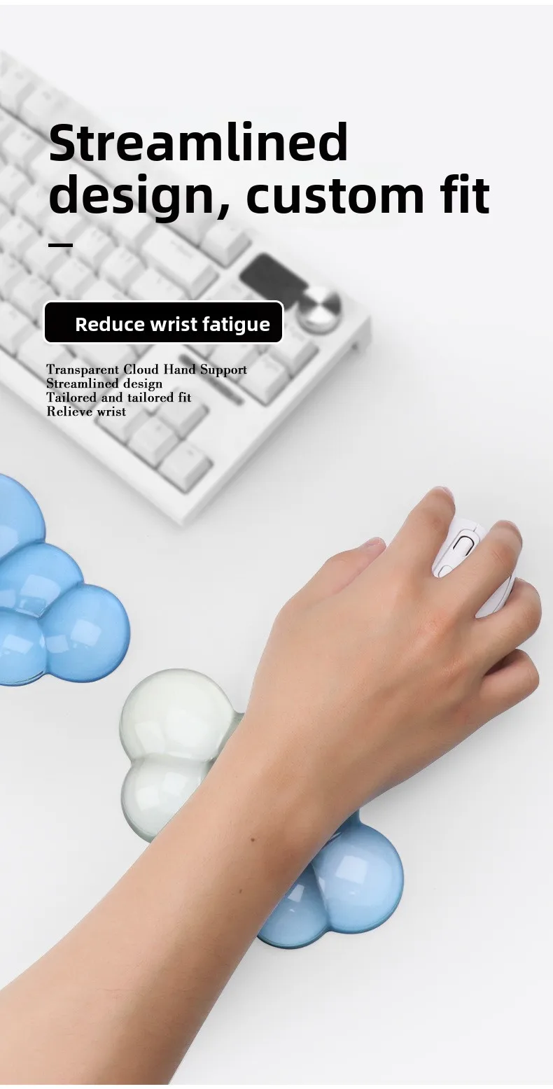 Cloud-Silikon-Handgelenkauflage für Tastatur, transparente Schreibtischunterlage mit Farbverlauf für Büro und Gaming, 5 Farboptionen – Detail 2
