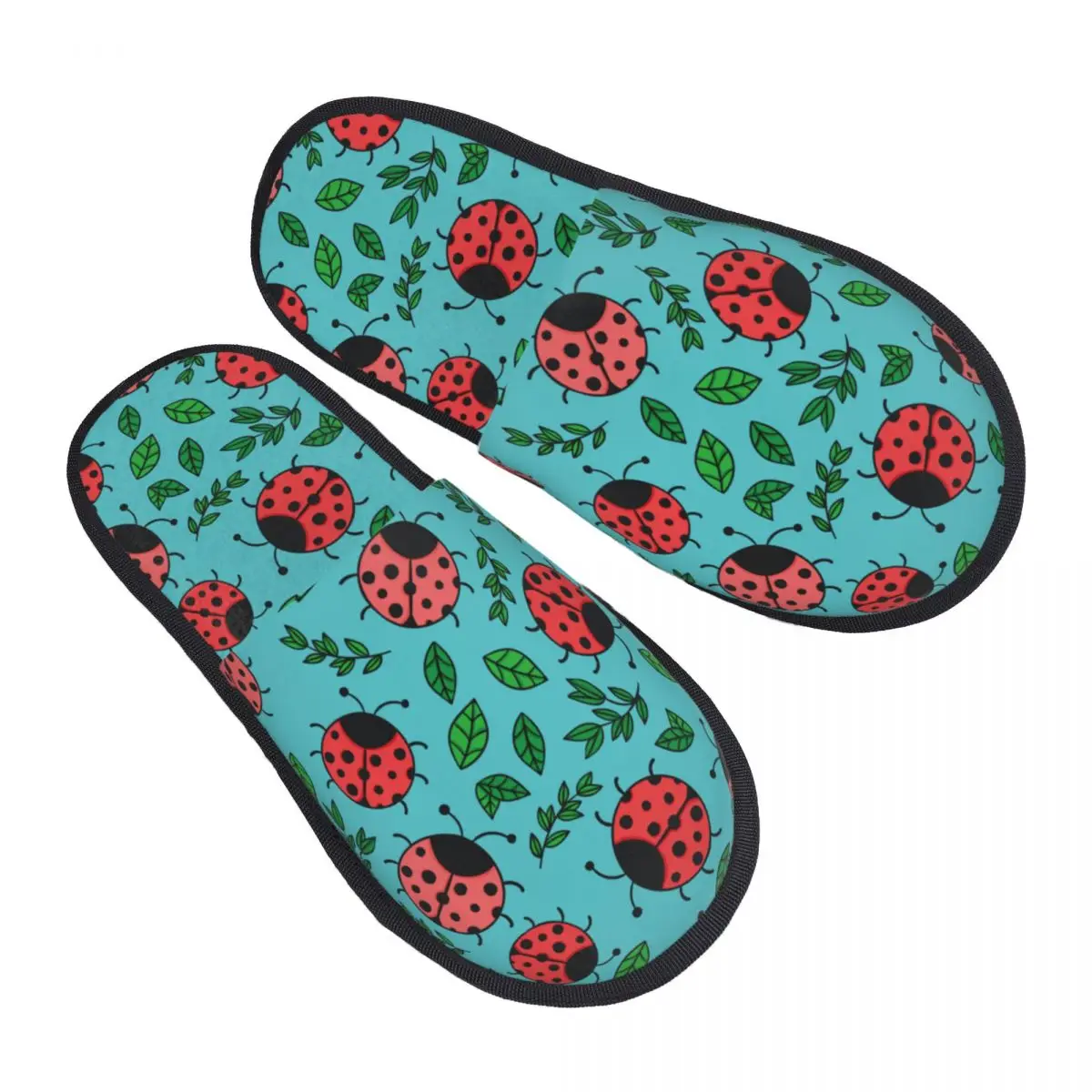 

Indoor Ladybugs Leaves Warm Slippers Home Plush Slippers Home Soft Fluffy Slippers