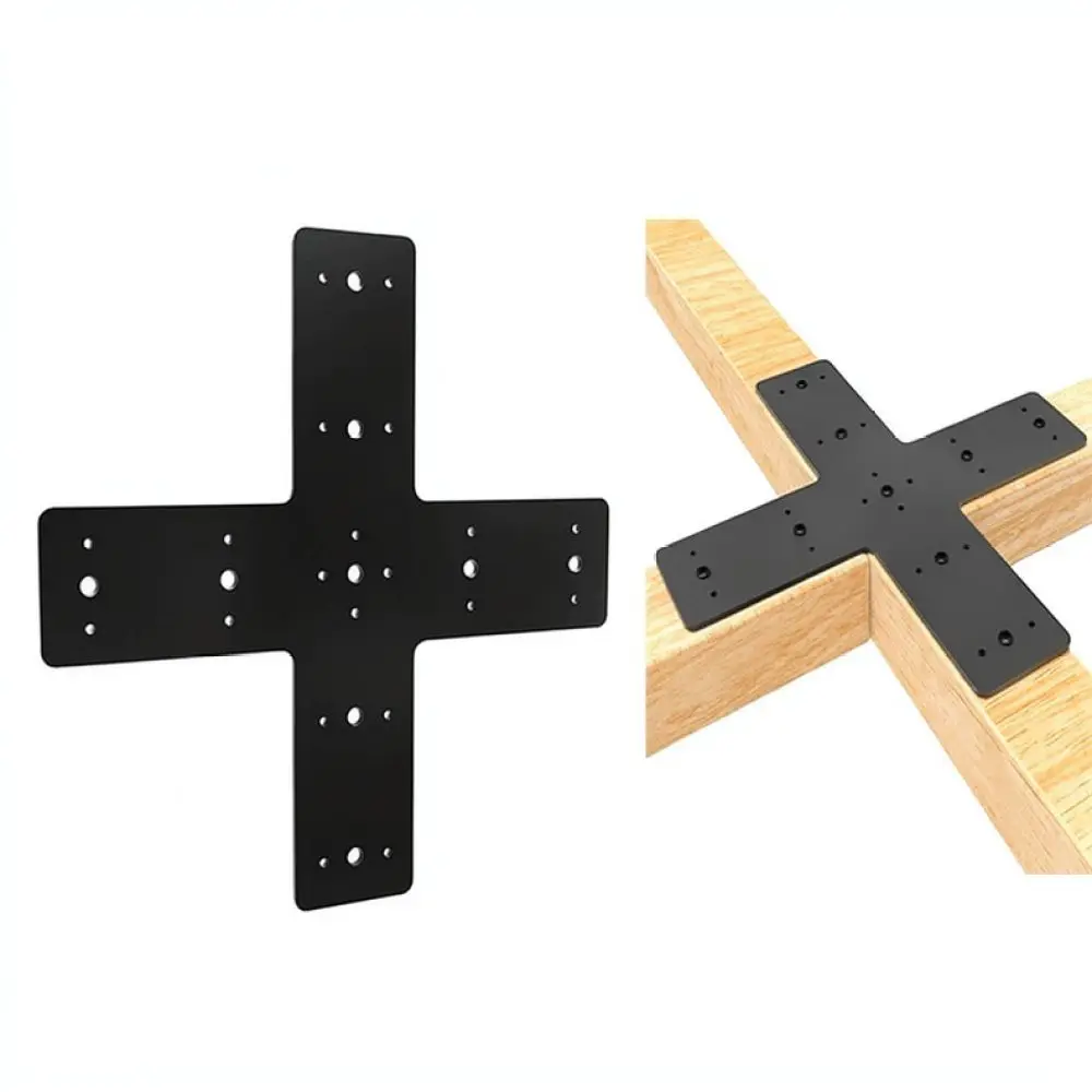 Metal Cross Shaped Mending Plate Heavy Duty Structural Connector For Wood Beam Pergola Truss Frame Reinforcement Hardware