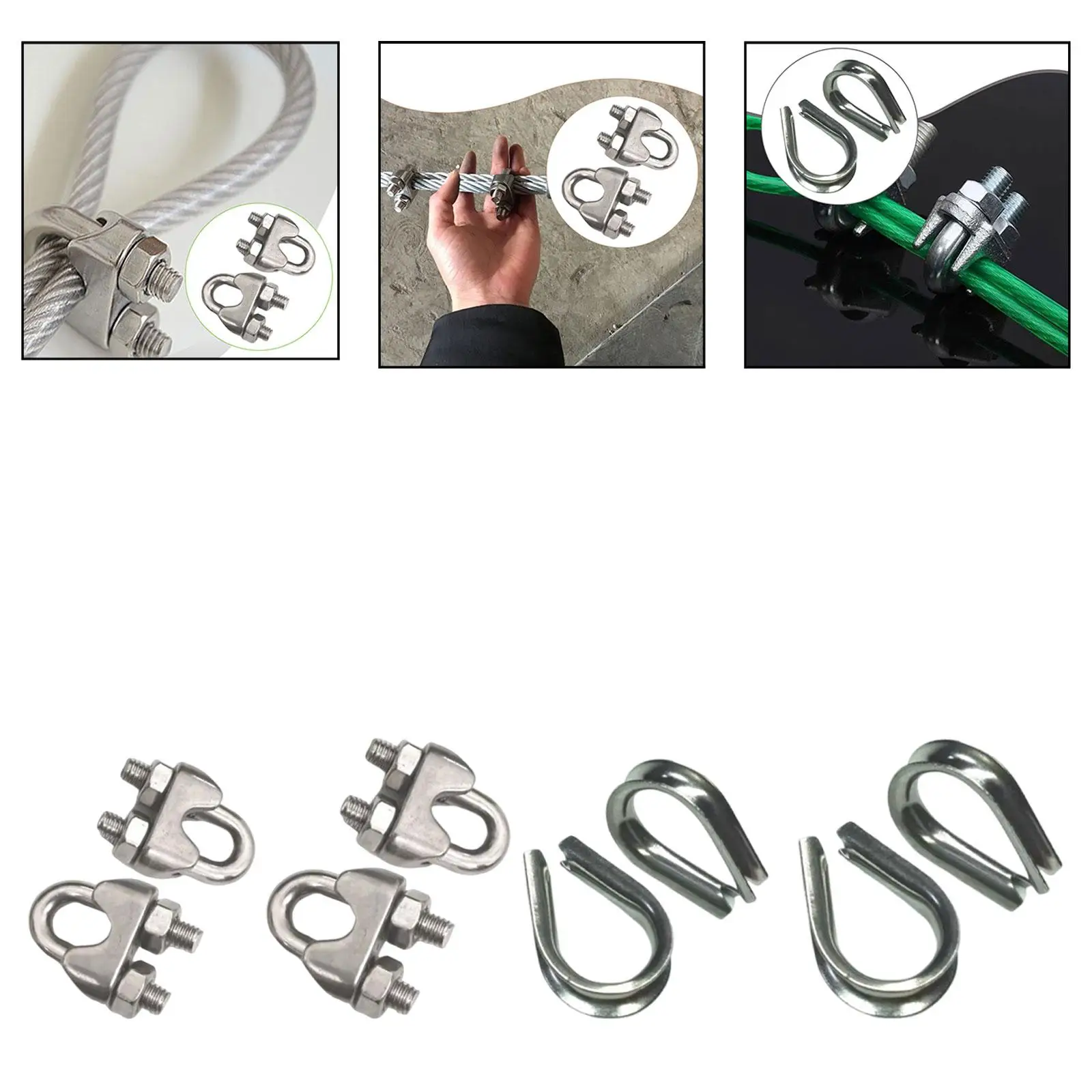 Marine Grade Stainless Steel Wire Rope Clips Strong Grip for Sling Rope 120 Rope Loading and Safety Cable Fitting