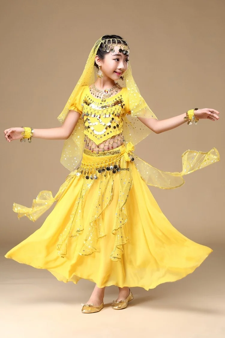 Kid Belly Dance Costumes Set Oriental Dance Costumes Bellydance Set Girls Egyptian Bollywood Indian Kids Belly Dancing