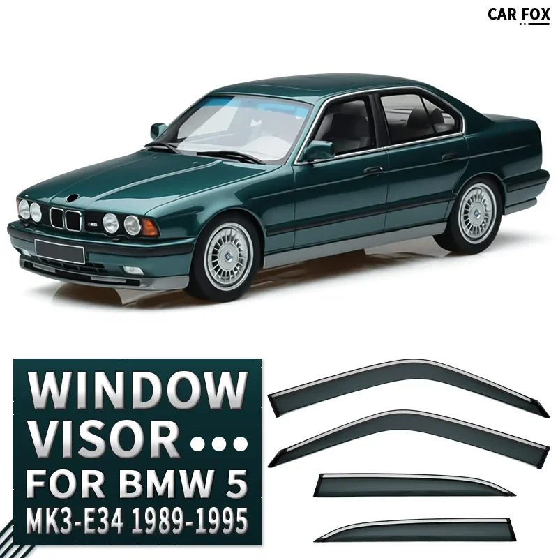 4Pcs Window Visor For BMW 5 Series MK3 E34 1989-1995 Weathershield Sun Rain Deflector Guard Car Window Deflector