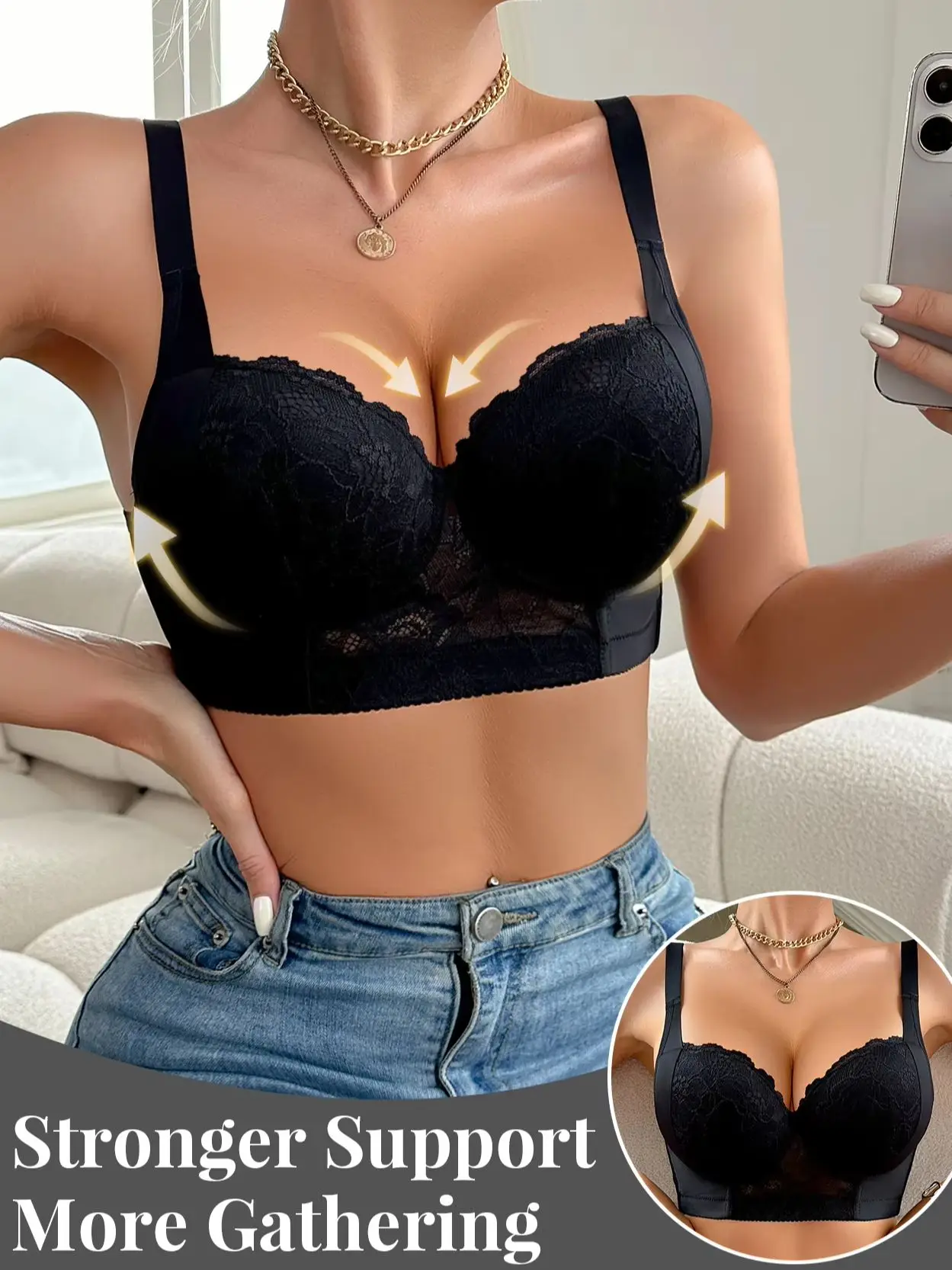 Lingerie da donna sexy in pizzo con molteplici opzioni di colore, comodo reggiseno push-up con ferretto da indossare ogni giorno