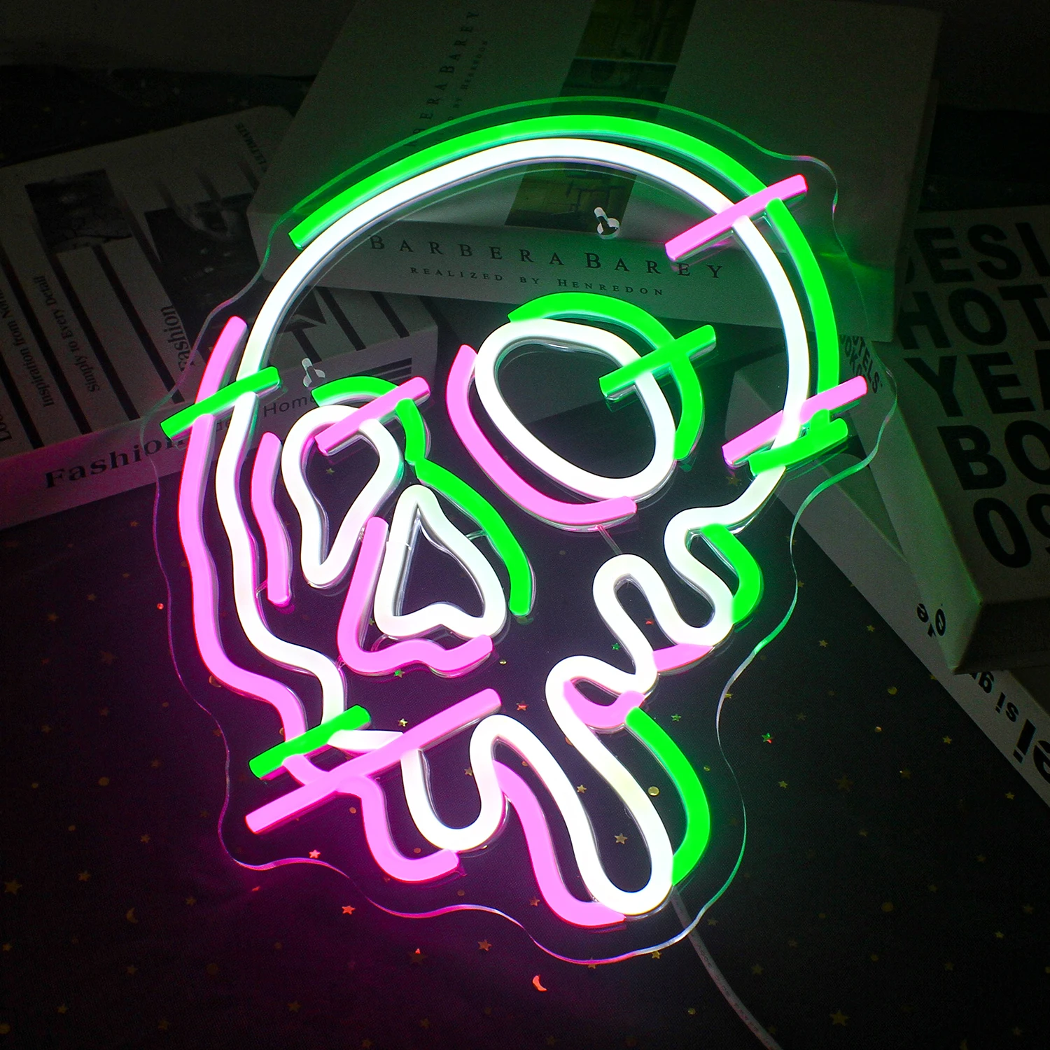 Imagem -02 - Melt Crânio Neon Led Sinal Decoração de Halloween Regulável Mix Cor Luzes de Néon Alimentado por Usb Decoração do Quarto para Casa Quarto Festa Lâmpada