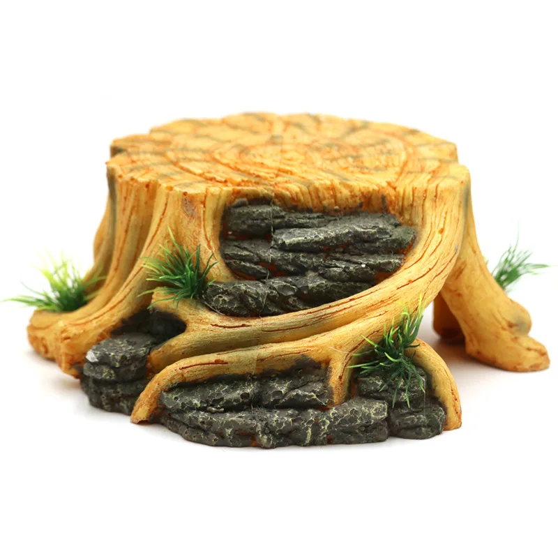 Aquarium Mini Reptile Tree Stump Ornaments Fishbowl Decoration Landscaping Climbing Platform Accessories Dodge Hole Lizard Fish