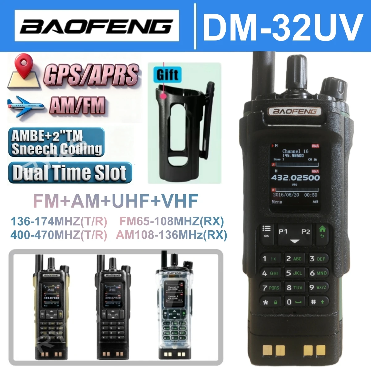 

Baofeng Dm-32Uv Dmr Long Range Walkie Talkies Aes256 Encryption