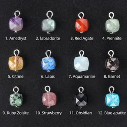 2Pcs Earrings Pendant Natural Stone Faceted Pendant For Jewelry Making DIY Bracelet Necklace Accessory Size 9 mm