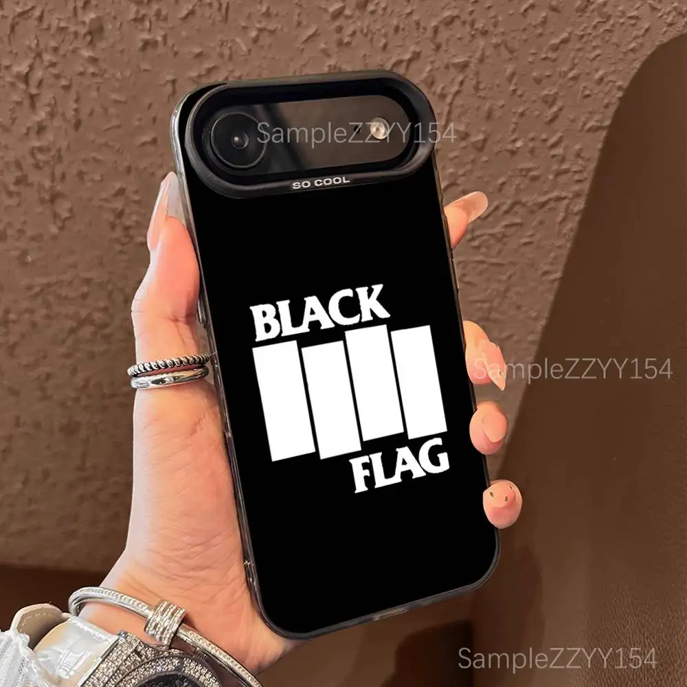 حافظة هاتف My War بعلم أسود لهاتف iPhone 17,16,15,14,13,12,X,8,Pro,Max,Plus,E,SE4,Air,Mini Black IMD Matte