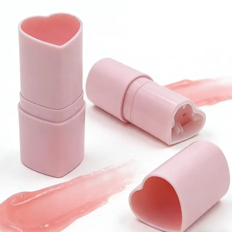 1 Stück leere Lippenstifthülsen in Herzform, glatte Oberfläche, robustes Kunststoffmaterial, ideal für DIY-Lippenbalsam-Bastelprojekte. – Detail 3