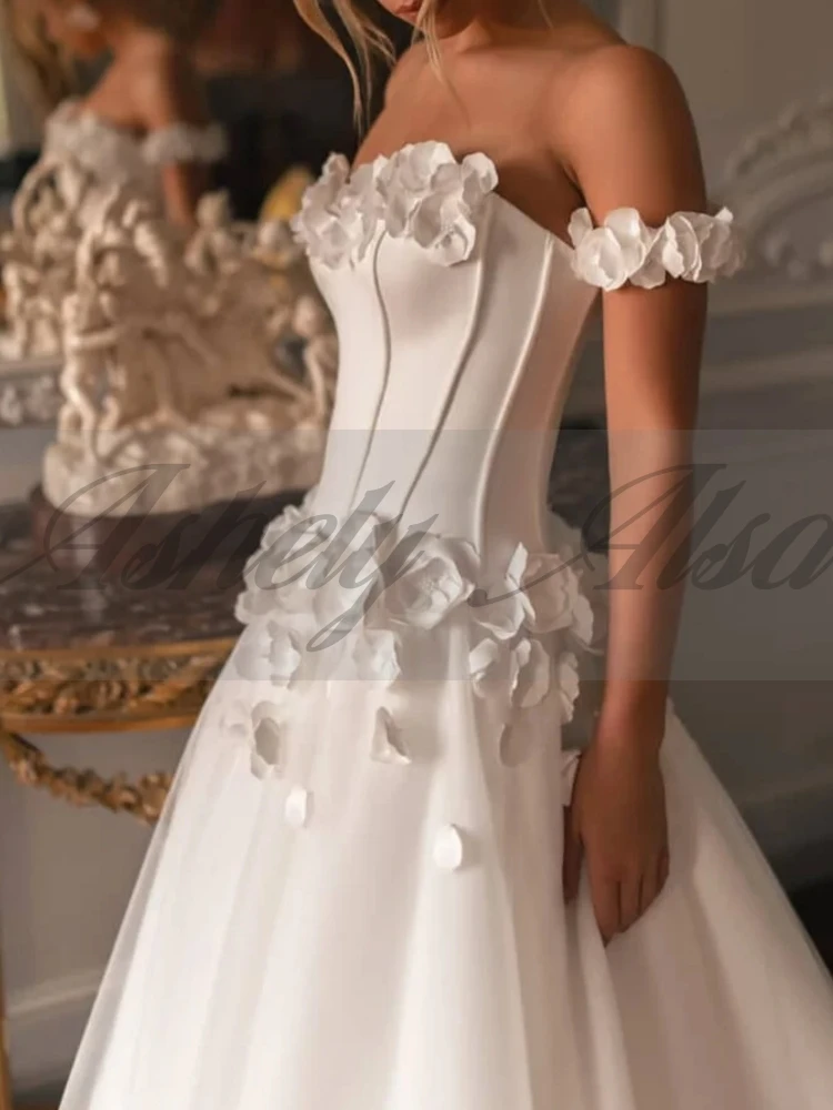 A2440 매력적인 흰색 웨딩 드레스 꽃 라인 바닥 길이 여성 파티 댄스 파티 특별 행사 이브닝웨어 베스 티드 맞춤형