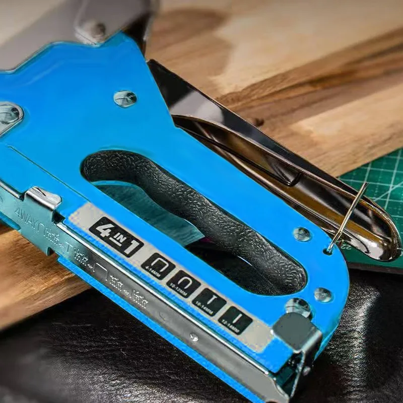 Pistola per chiodi manuale 4 in 1 per la lavorazione del legno, utilizzata per la manutenzione dei mobili, può ruotare per regolare la forza, 4 tipi di chiodi tra cui scegliere