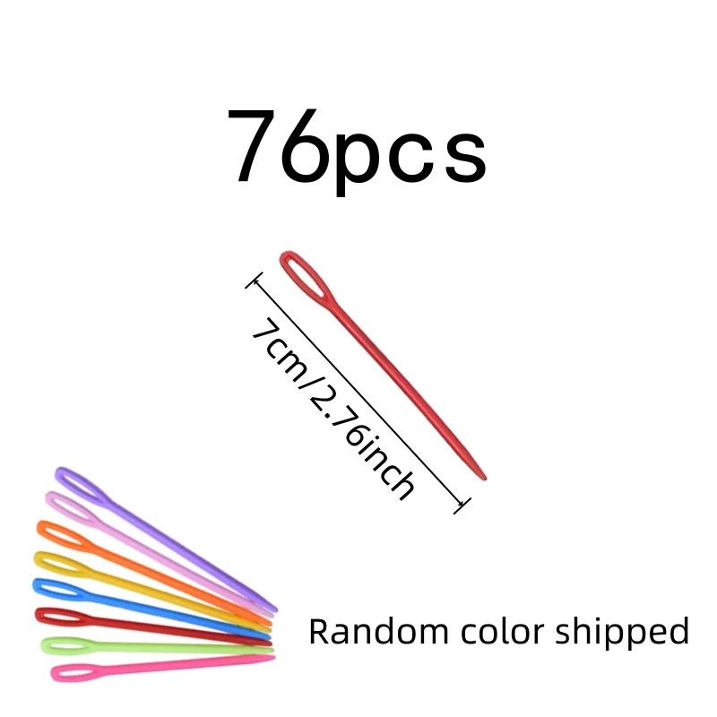 Large Eye Easy Threading 7cm Yarn Weaving Needles 76 pcs, perfect for Handmade Doll Making, Lightweight Plastic