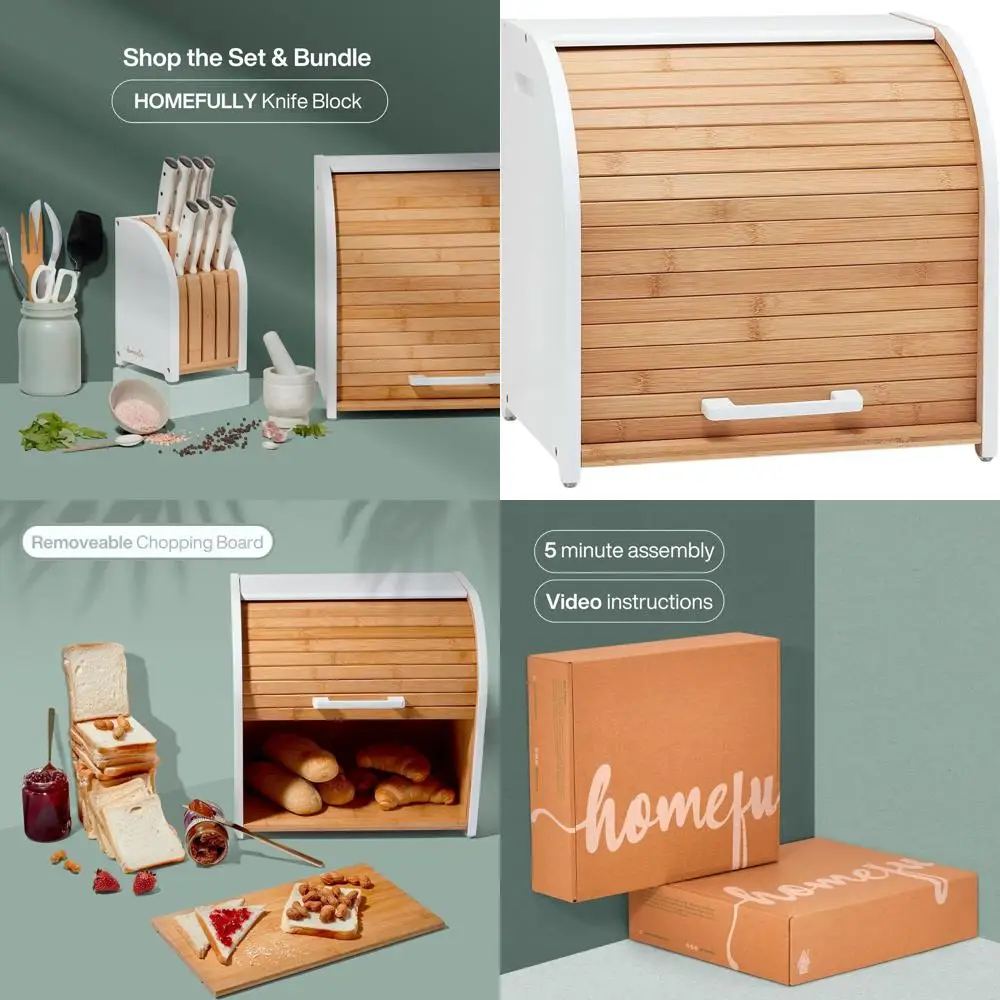 

Очень большая двухслойная бамбуковая хлебница с откидной крышкой, белый деревянный контейнер для хранения на кухне