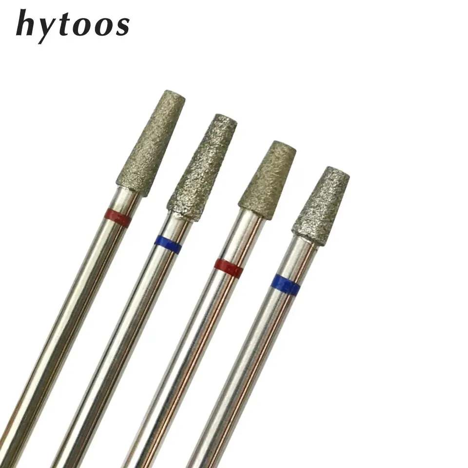 HYTOOS-brocas cónicas para uñas, brocas de diamante para limpieza de cutículas, molinos rusos, taladros eléctricos para manicura, accesorios para uñas