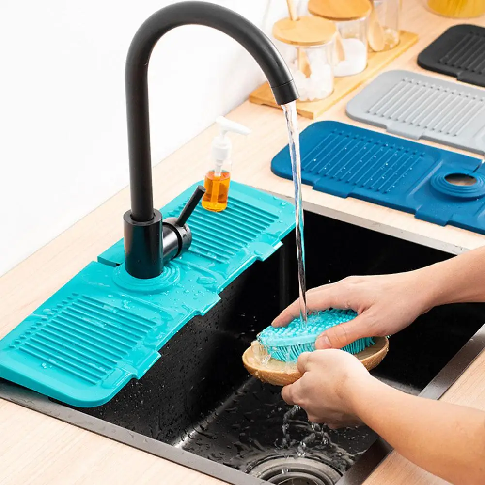 Faucet Drain Pad Household Silicone Kitchen Bathroom Practical Water Sink Bathroom Pad Pad Retaining Splash Back O5O2