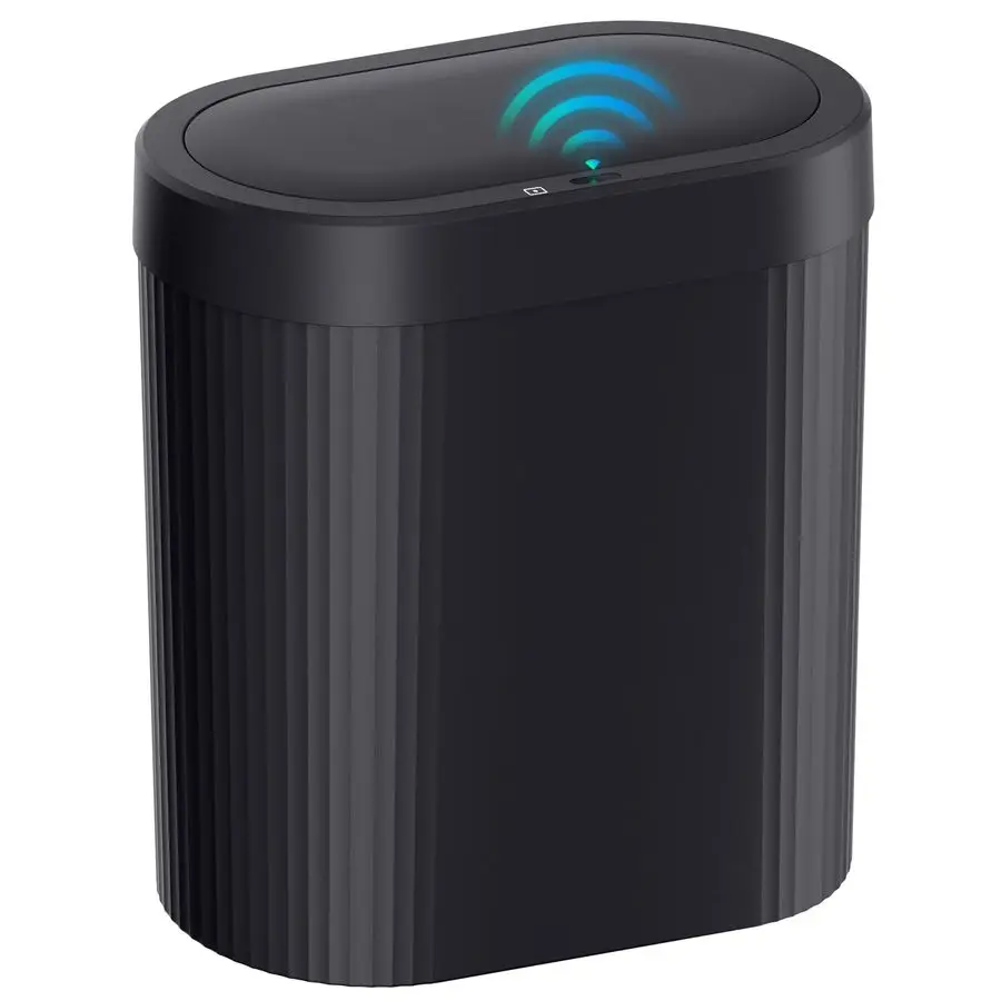 

Мусорное ведро для ванной комнаты на 1 галлон с крышкой, автоматическое сенсорное мусорное ведро с датчиком движения, черное, бесконтактное, тонкое, водонепроницаемое, для кухни