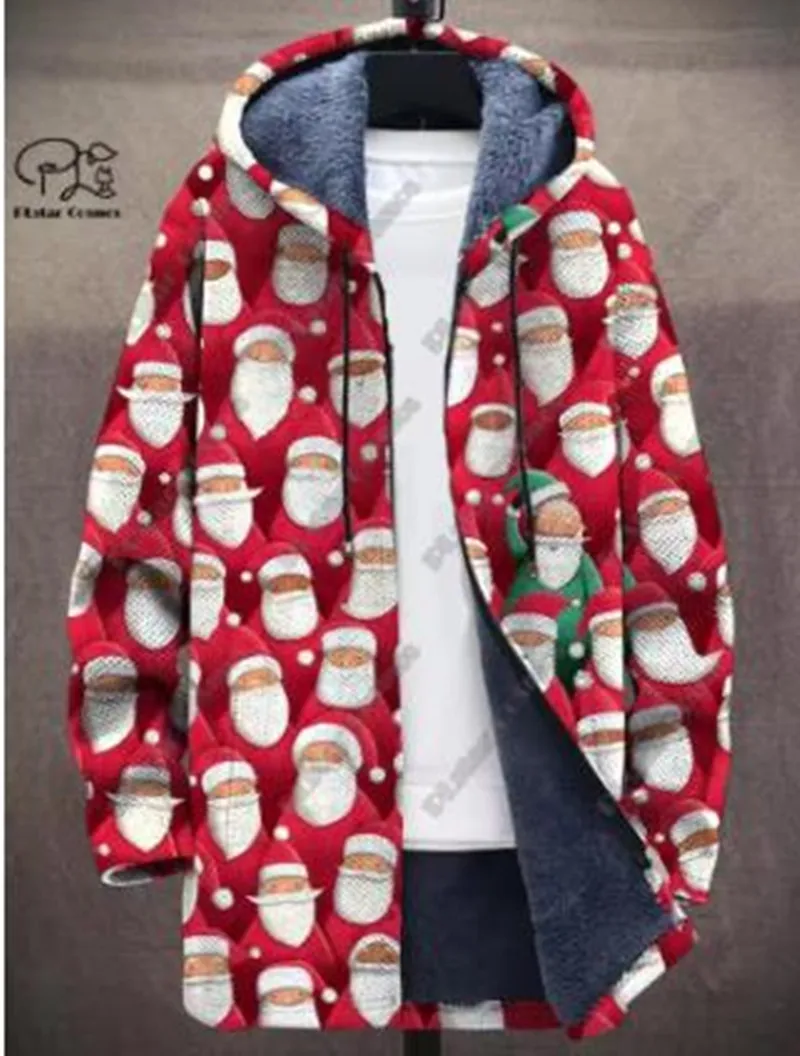 الرجال الشتاء موضة سستة الرأس الرجعية مجردة الفن متعدد الألوان ثلاثية الأبعاد سستة مطبوعة سترة محايدة سميكة الصوف سترة دافئة Q0352 #6