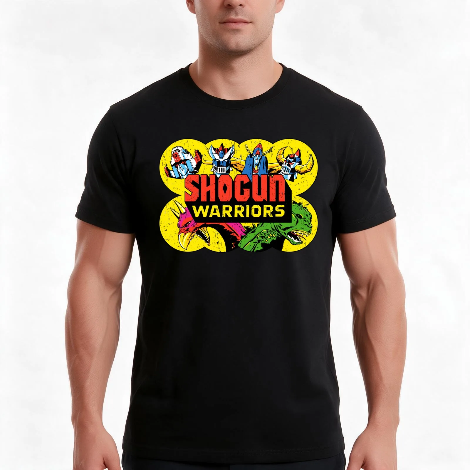 SHOGUN WARRIORS! T-Shirt, Summer Casual Cotton Tee, Oversized Streetwear Tops, Vintage Graphic Print, Loose Fit Short Sleeve