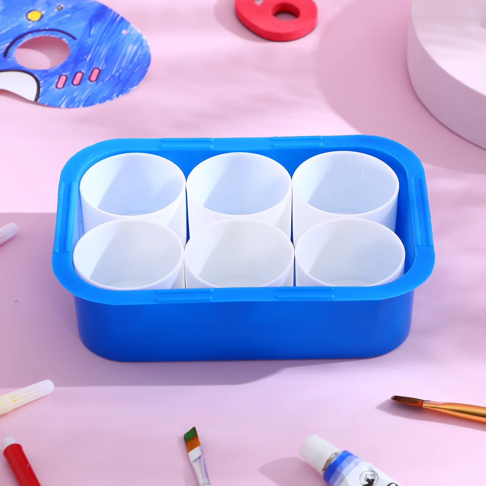 

1 set 1 Set Plastic Watercolor Paint Box 6 Grids Portable Art Pigment Case For Mixing Painting Diy Color Holder Palette