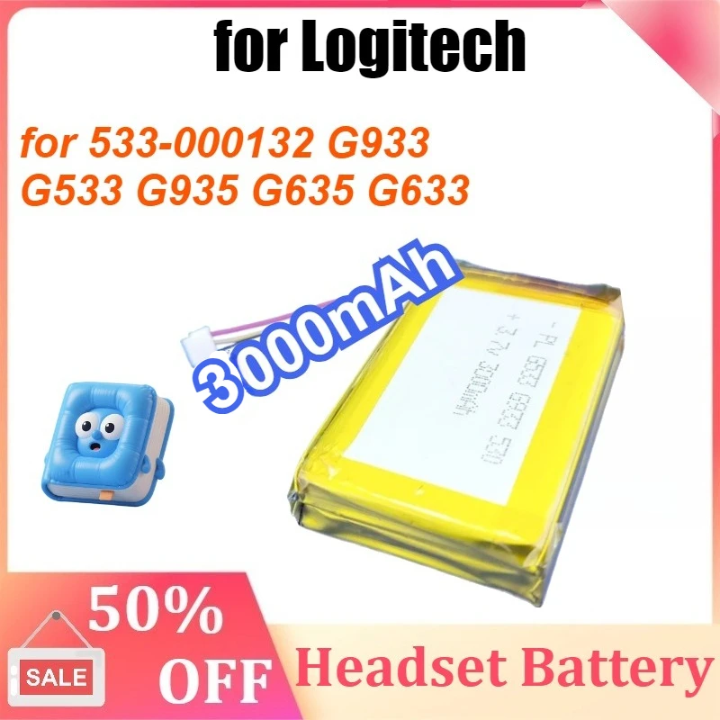 

Wireless Headset Battery 3000mAh for Logitech 533-000132 G933 G533 G935 G635 G633