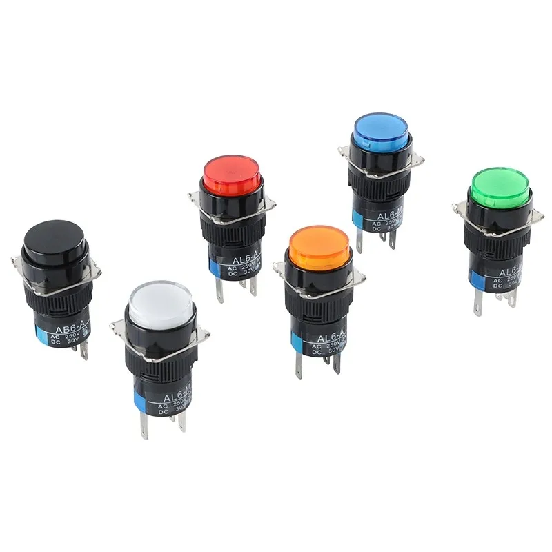 5pcs LA16Y-11/LA16-11 Self-Resetting/Self-Locking 16mm Round Power Button Switch, LA16-11ZS Emergency Stop Button