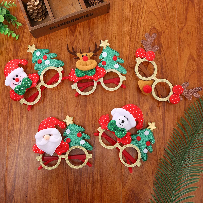 

New Children's Christmas Tree Color Eyeglasses Frame Cartoon Antlers Elderly Eyeglasses Frame Christmas Party Festival Supplies