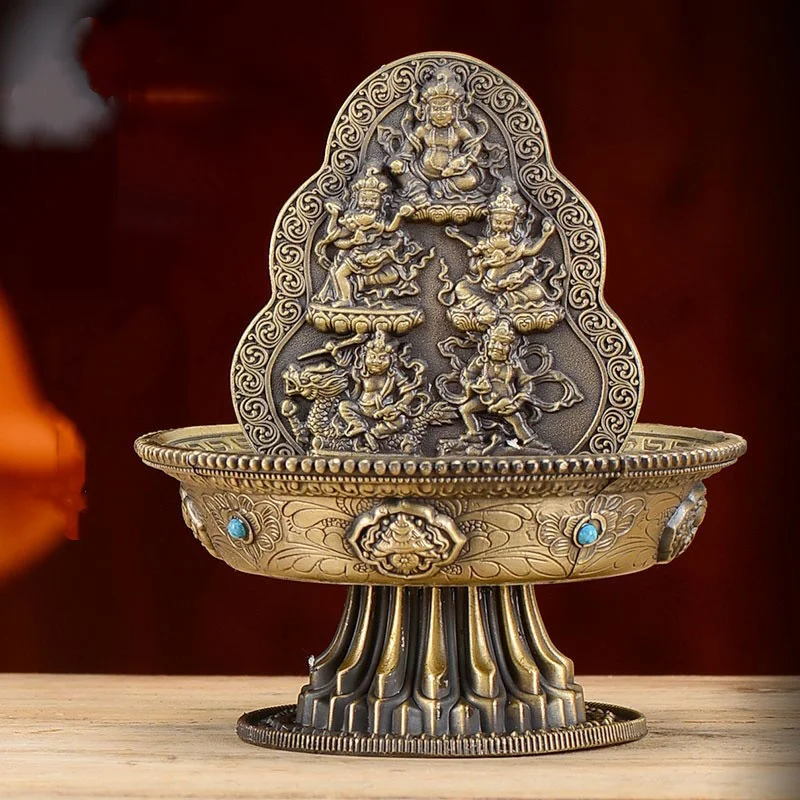

Tibetan Yellow Dzambhala Water God Statue- Home Decor Brass Wealth Deity Figurine for Water Offering
