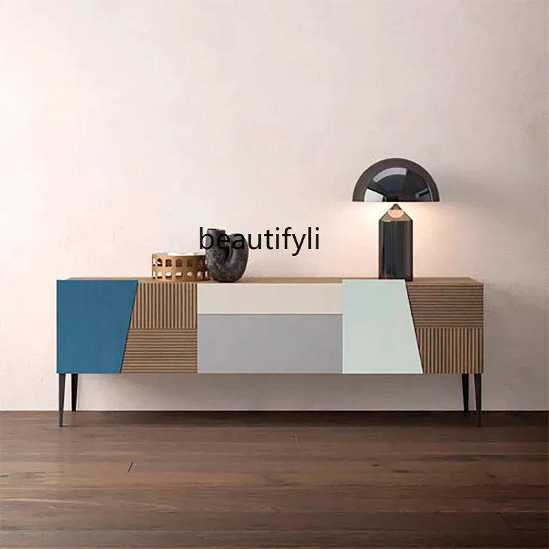 

Nordic personality, side cabinet tea, color color matching entrance, simple storage cabinet