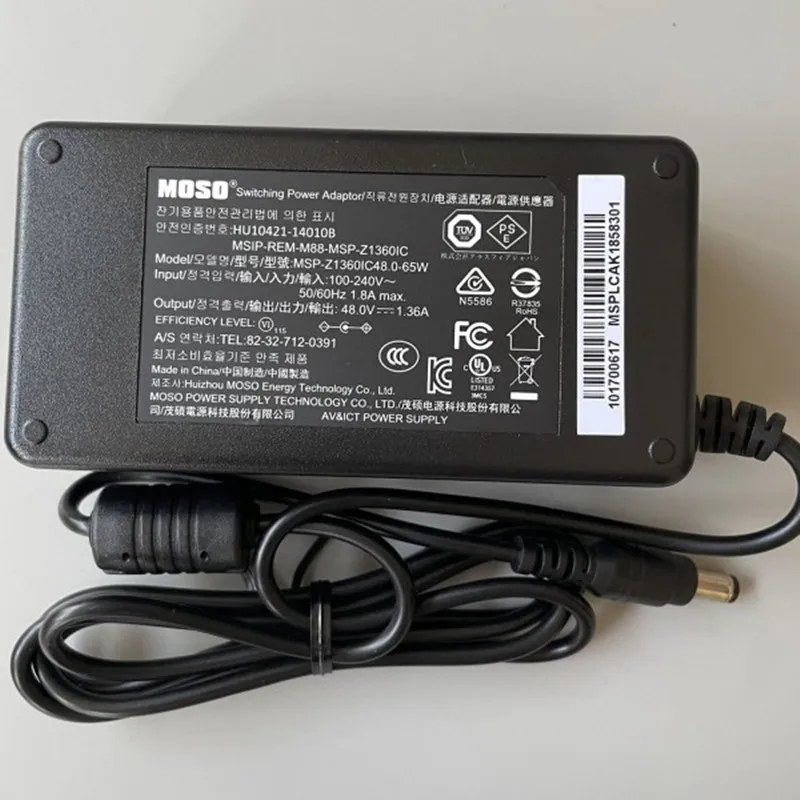 Original MOSO 48V 1.36A 65W AC Adapter Charger For Hikvision Video Recorder POE Power Supply MSP-Z1360IC48.0-65W HU10421-14010A