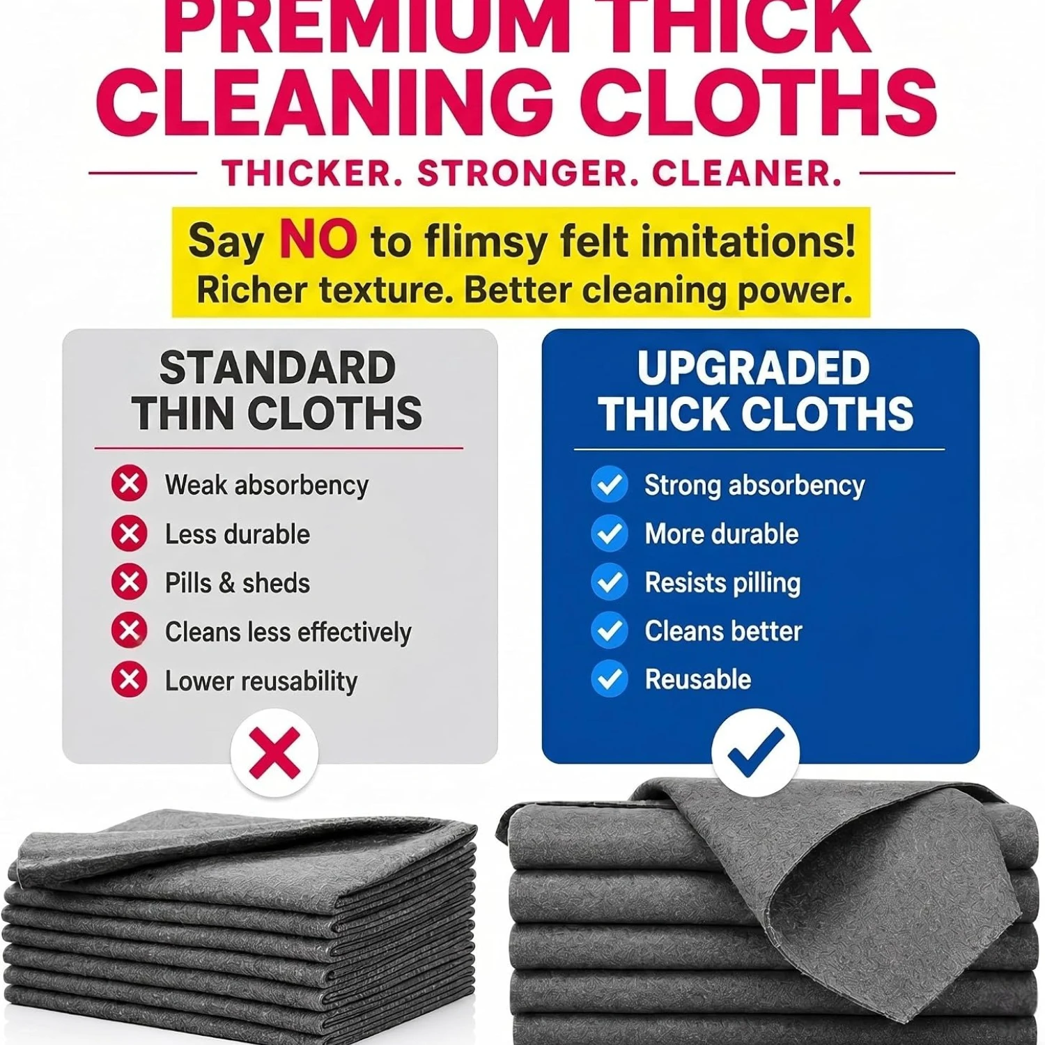 6 Pack Genie Magic Cleaning Cloth Microfiber Cleaning Cloths for Glass, Window, Kitchen Housework, Stainless Steel, Cars Screens