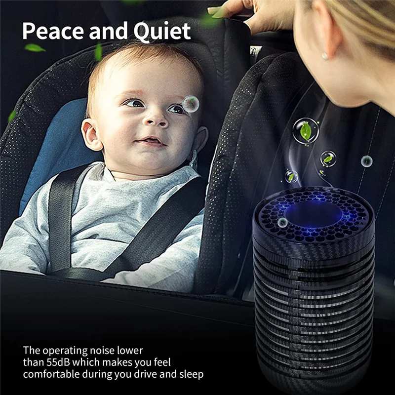 Car Air Purifier, Air Purifier for Car with H13 True HEPA Filter for Smoke, Dust, Mini Portable Air Purifier Black