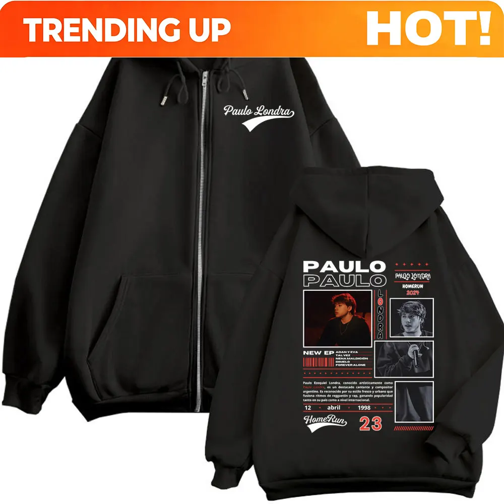 Custom Custom Rapper Paulo Londra Homerun Album Merch Hoodie Harajuku Hip Hop Pop Music Zip Up Sweatshirt Men Women Vintage Fash