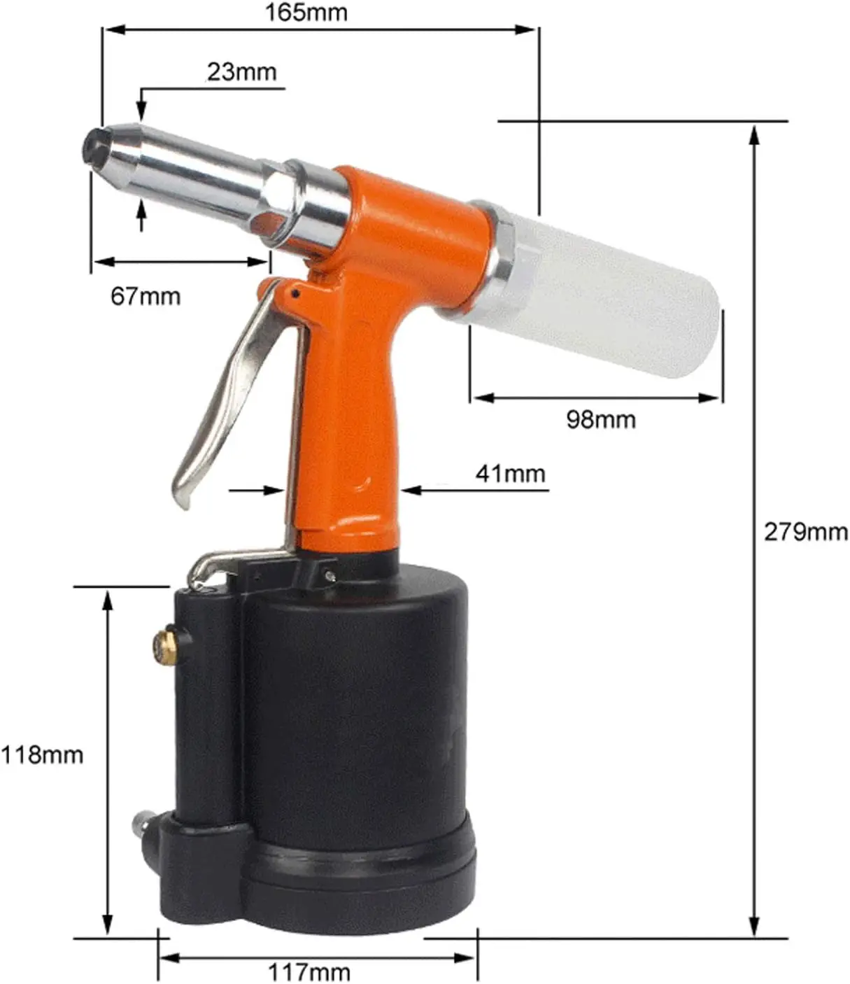 Pneumatic Air Riveter Pop Rivet Gun Tool Kit,with 3.2（ 1/8”), 4.0（5/32”), 4.8(3/16”),6.4(1/4”)Heavy Duty Air Hydraulic Rivet Gun