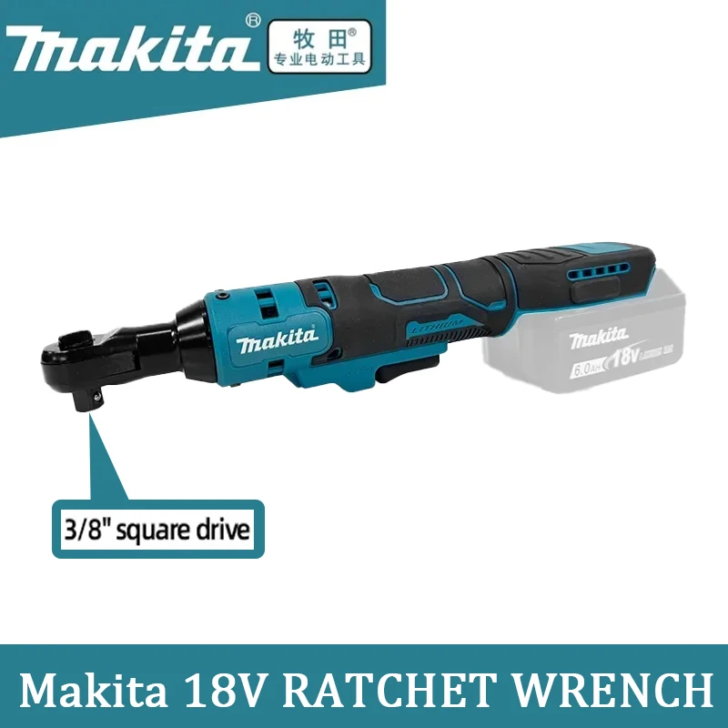 🔋 Makita-llave de ángulo recto con trinquete sin escobillas, controlador inalámbrico de velocidad Variable, herramientas eléctricas LED, 18V, 3/8 pulgadas