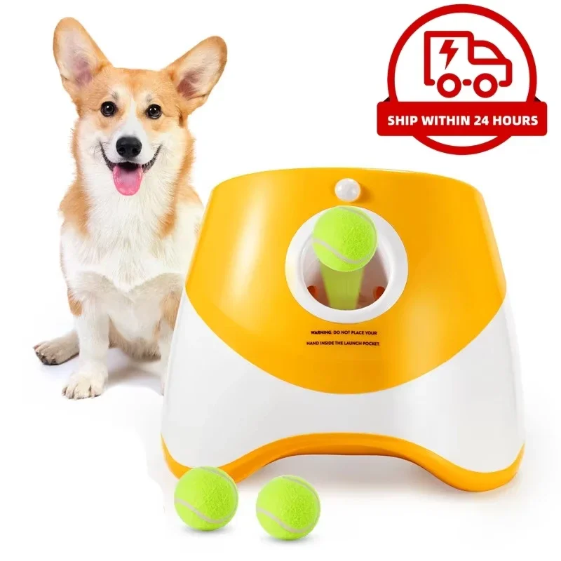 Rechargable Dog Tennis Launcher Automatic Pet Dogs Chase Toy Mini Tennis Throwing Pinball Machine Fun Interactive Throw Device