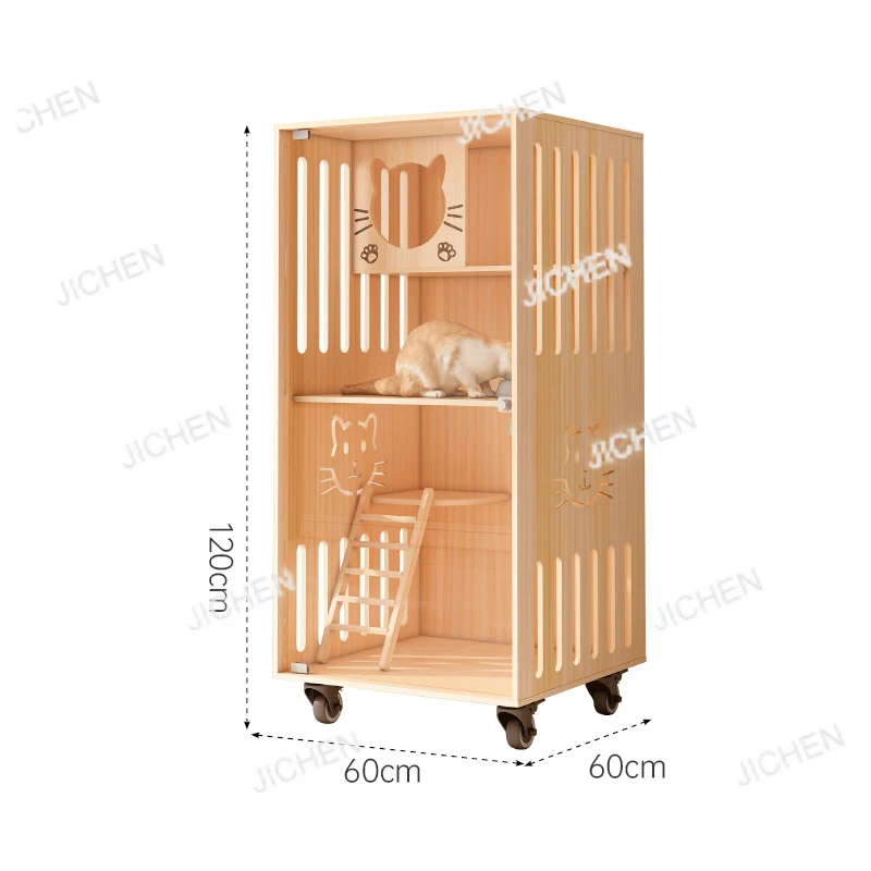 

Домик для кошек из массива дерева, большой размер, кошачья вилла, домашняя клетка для использования в помещении, большое пространство, не занимает много места.